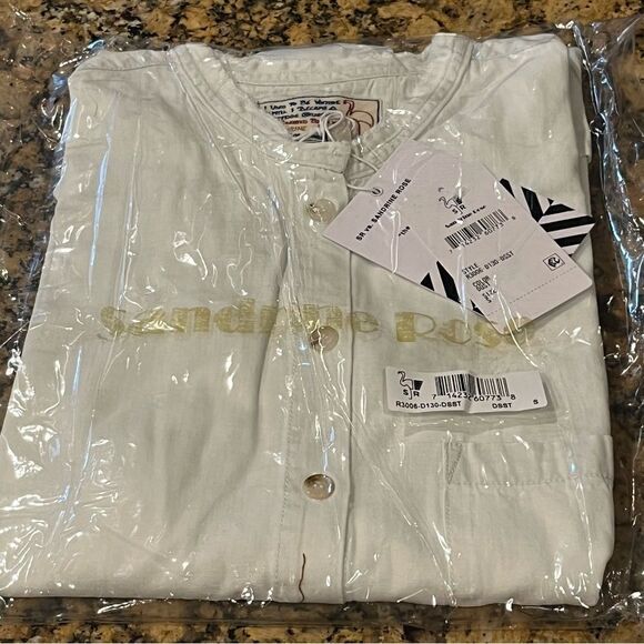 Sandrine Rose FP Mandarin Denim Shirt Size S White Button Down - Picture 5 of 6